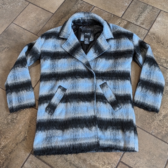Me Jane Wool Blend Whimsical Dressy Coat Size S Blue & Black - Picture 3 of 10